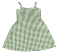 Olivovo-bílé kostkované krepové letní šaty PRIMARK