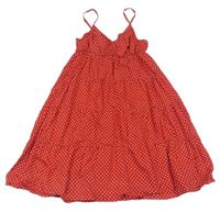 Červené puntíkované plátěné šaty H&M
