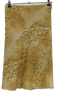Dámská béžová vzorovaná šifonová midi sukně 