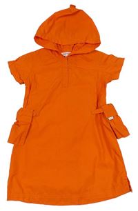 Oranžové plátěné šaty s kapucí Esprit