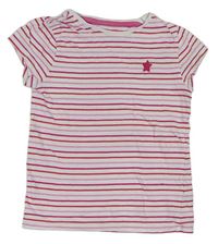 Bílo-růžové pruhované pyžamové tričko F&F