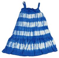 Modro-bílé batikované bavlněné šaty Next