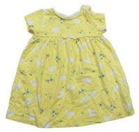 Žluté květované šaty s holubicemi F&F