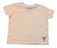 Bílo-neonově oranžové pruhované tričko Mothercare