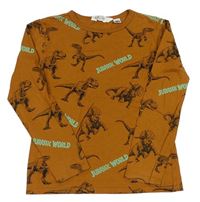 Skořicové triko s dinosaury a nápisy - Jurský svět zn. H&M