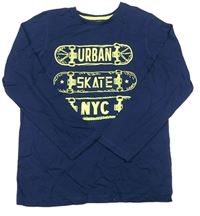 Tmavomodré triko se skateboardy Matalan