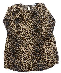 Béžovo-černé lehké šaty s leopardím vzorem Primark