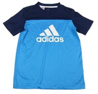 Azurovo-tmavomodré sportovní funkční tričko s logem zn. Adidas
