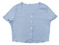 Světlemodré žebrované úpletové crop tričko Shein 