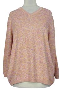 Dámský růžovo-oranžový melírovaný svetr 