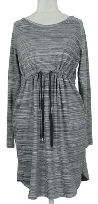 Dámské šedé melírované úpletové těhotenské šaty se stahováním zn. H&M
