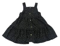 Černé šaty s puntíky a knoflíčky Primark