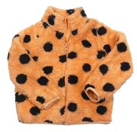 Oranžovo-černá puntíkatá chlupatá bunda lupilu