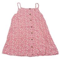 Růžovo-bílé květované lehké propínací šaty F&F