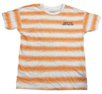Oranžovo-bílé pruhované tričko s nápisem Lupilu