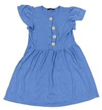 Modré melírované úpletové šaty s knoflíky George 