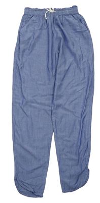 Modré melírované lehké kalhoty zn. H&M