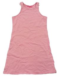 Růžovo-bílé pruhované bavlněné šaty 