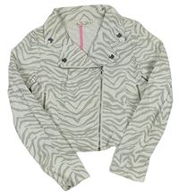 Bílo-šedá vzorovaná riflová crop bunda zn. H&M