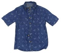 Modrá riflová košile s palmami Primark