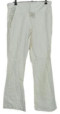 Dámské bílé lněné kalhoty s páskem George 