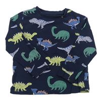 Tmavomodré triko s dinosaury M&S