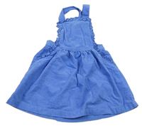Modré manšestrové laclové šaty s volánky M&S