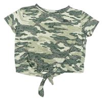 Khaki army crop tričko s logem Primark