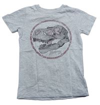 Šedé melírované tričko s dinosaurem Mantaray