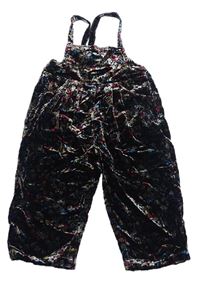 Černo-barevné kytičkované sametové laclové kalhoty zn. Next