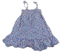 Bílo-modré pruhované lehké šaty s třešněmi Primark