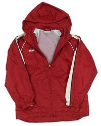 Červená šusťáková sportovní bunda s kapucí Jako