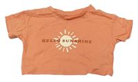 Lososové crop tričko s nápisem a sluníčkem Primark