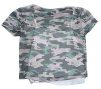 Zeleno-růžovo-tmavošedé army tylové tričko s všutým topem New Look