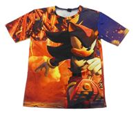 Červeno-oranžovo-tmavomodro/fialové sportovní tričko se Sonicem