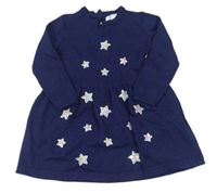 Tmavomodré pletené šaty s hvězdami Primark