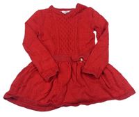 Červené pletené šaty s 3D vzorem 