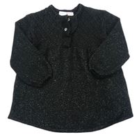 Černo-stříbrný třpytivý vzorovaný svetr Zara 