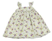 Smetanové květované krepové šaty George