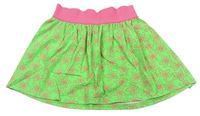 Neonvě zeleno-růžová bavlněná sukně s hvězdami 