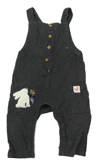 Antracitové manšestrové laclové kalhoty s králíkem M&S