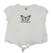 Bílé crop tričko s motýlem F&F
