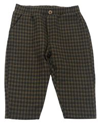 Hnědo-tmavomodré kostkované kalhoty Zara