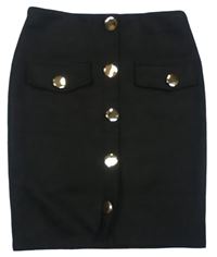 Černá semišová sukně s gombíky 