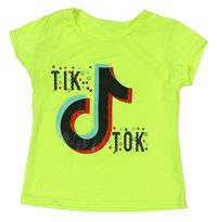 Neonově zelené tričko s logem - TikTok 