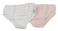 2x kalhotky - bílé puntíkaté + růžové