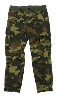 Army plátěné cargo cuff slim kalhoty s úpletovým pasem Denim Co.