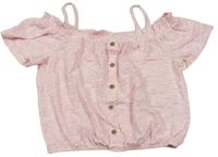 Bílo-neonově růžové melírované crop tričko Next