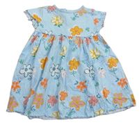 Světlemodré květované bavlněné šaty M&S
