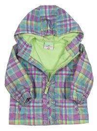 Světlemodro-fialová kostkovaná softshellová jarní bunda s kapucí Topomini 